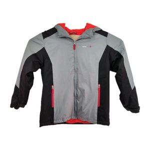 Swiss+Tech girl's insulated parka coat, XXL, 18, gray w/ red accents, hooded‎